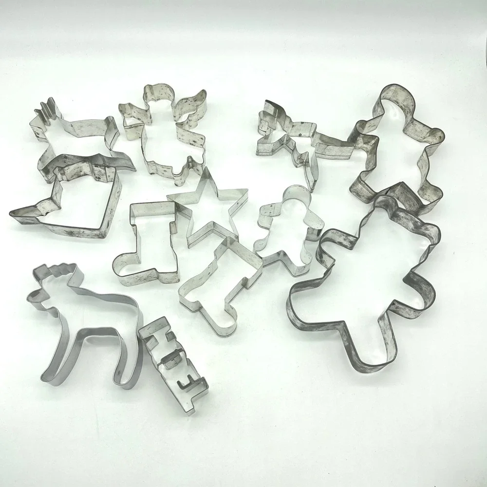 Vintage Metal Christmas Cookie Cutters Set Gingerbread Angel Star‎ Stocking